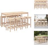 vidaXL Houten Barset - Grenenhout - Bartafel 203.5x90x110 cm - Barkrukken 40x40x78 cm - Stevig - Praktisch - Breed toepasbaar - Tuinset