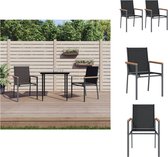 vidaXL Tuinstoel Outdoor - Zwart - 55 x 61.5 x 90 cm - Ademend Textileen - Stalen Frame - Comfortabele Zitervaring - 110 kg - Tuinstoel