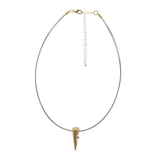 Behave Ketting - zilver en goud kleur - minimalistische ketting - dames - punt hanger - 40 cm