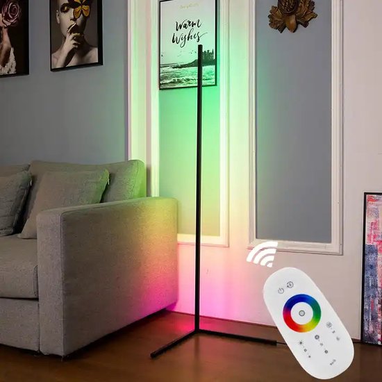 Lampadaire LED intelligent RGBWW - Lampe d'angle - Lampe d'ambiance -  Télécommande - Wi-Fi | bol