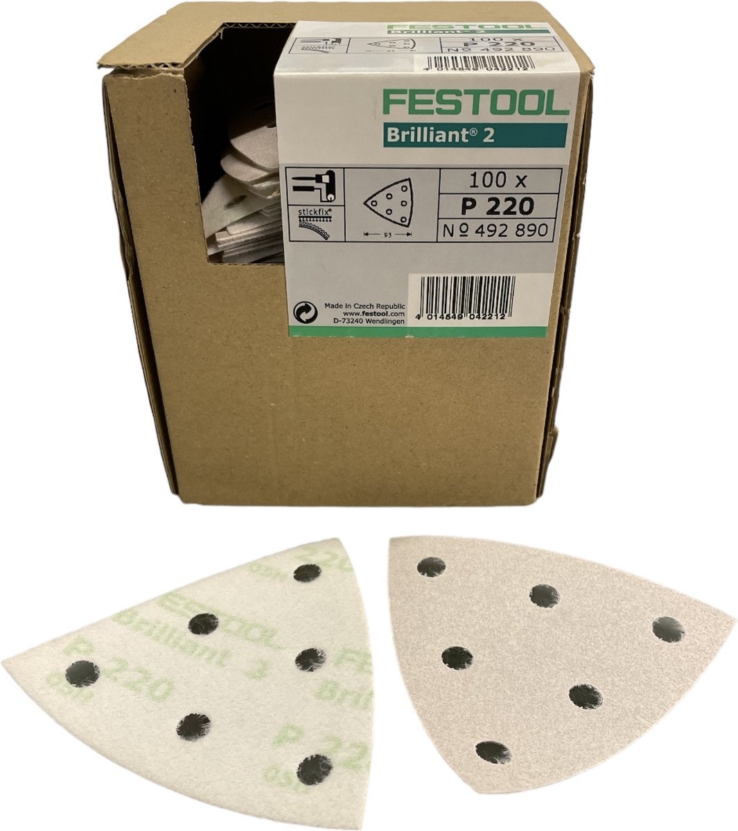 Festool Brilliant 2 schuurpapier 93V art. 492890 - P220 - Prijs per doos ( inhoud 100 stuks)