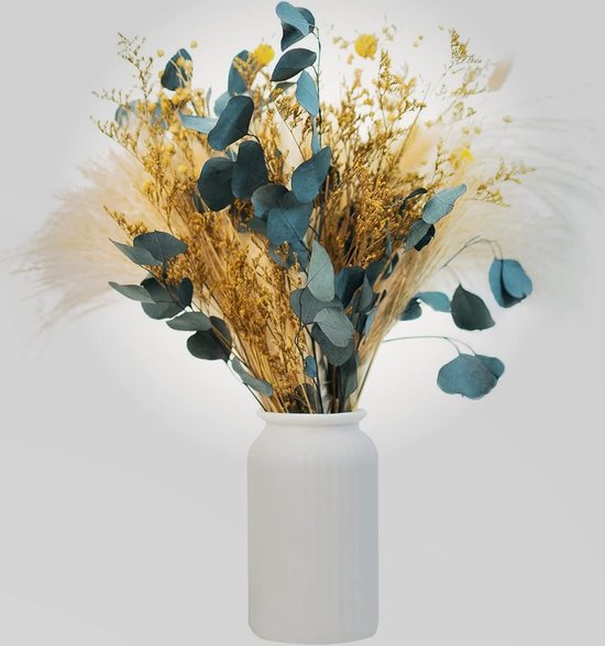 Boeket droogbloemen witte strobloemen haver Lagurus 55cm