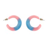 Behave Boucles d'oreilles - boucles d'oreilles - femme - rose - bleu - aspect marbre - plastique - 3,5 cm