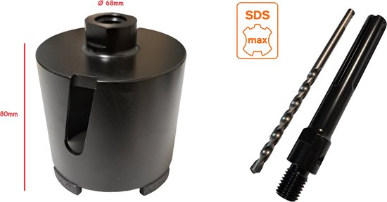 MINLAYCUT Tegelzaagset diamantboorset - 12 stuks 6/6/8/20/35/50/68/110 mm 50 mm afschuinboor 20 mm frees SDS en HEX-adapter voor porselein, keramiek, graniet, marmer