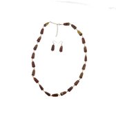 Behave Set - collier - boucles d'oreilles - marron - collier long - boucles d'oreilles - perles - plastique - 2 pièces