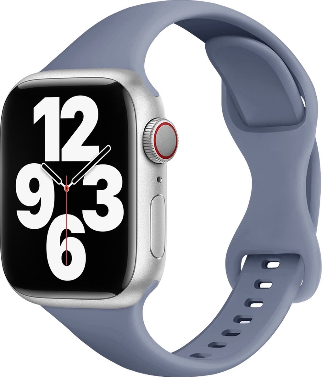 Mobigear Sport Slim Siliconen Watch bandje geschikt voor Apple Watch Bandje Druksluiting - 49/45/44/42 mm - Paars