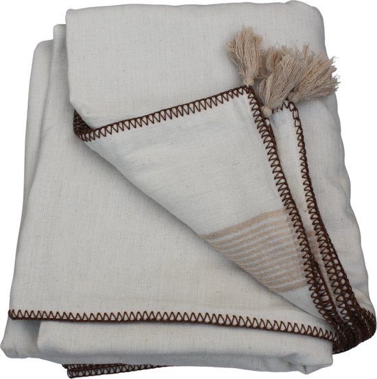 Linen & Cotton Deken Sprei Bedsprei Wafel Enzo - 48% Linnen, 52% Katoen, Beige Crème (180 x 230 cm) Gooi Bank Bed Plaid Tweepersoons Bankovertrek Quilt voor Slaapkamer Tweepersoonsbed Winter Zomer