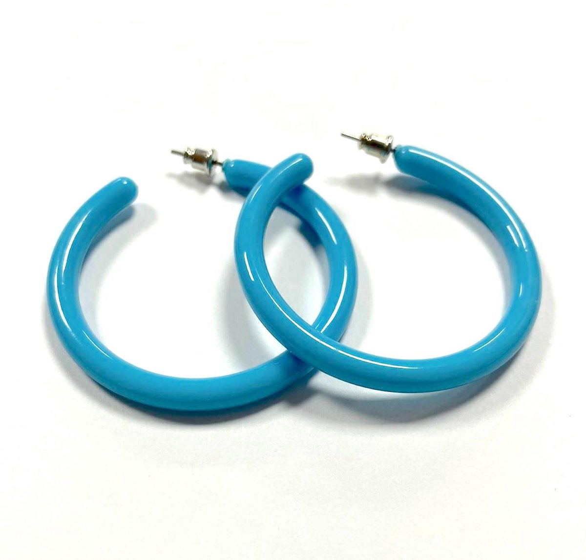 Lichtblauwe oorbellen - Retro Fashion - Oorringen - Perfect voor een party!