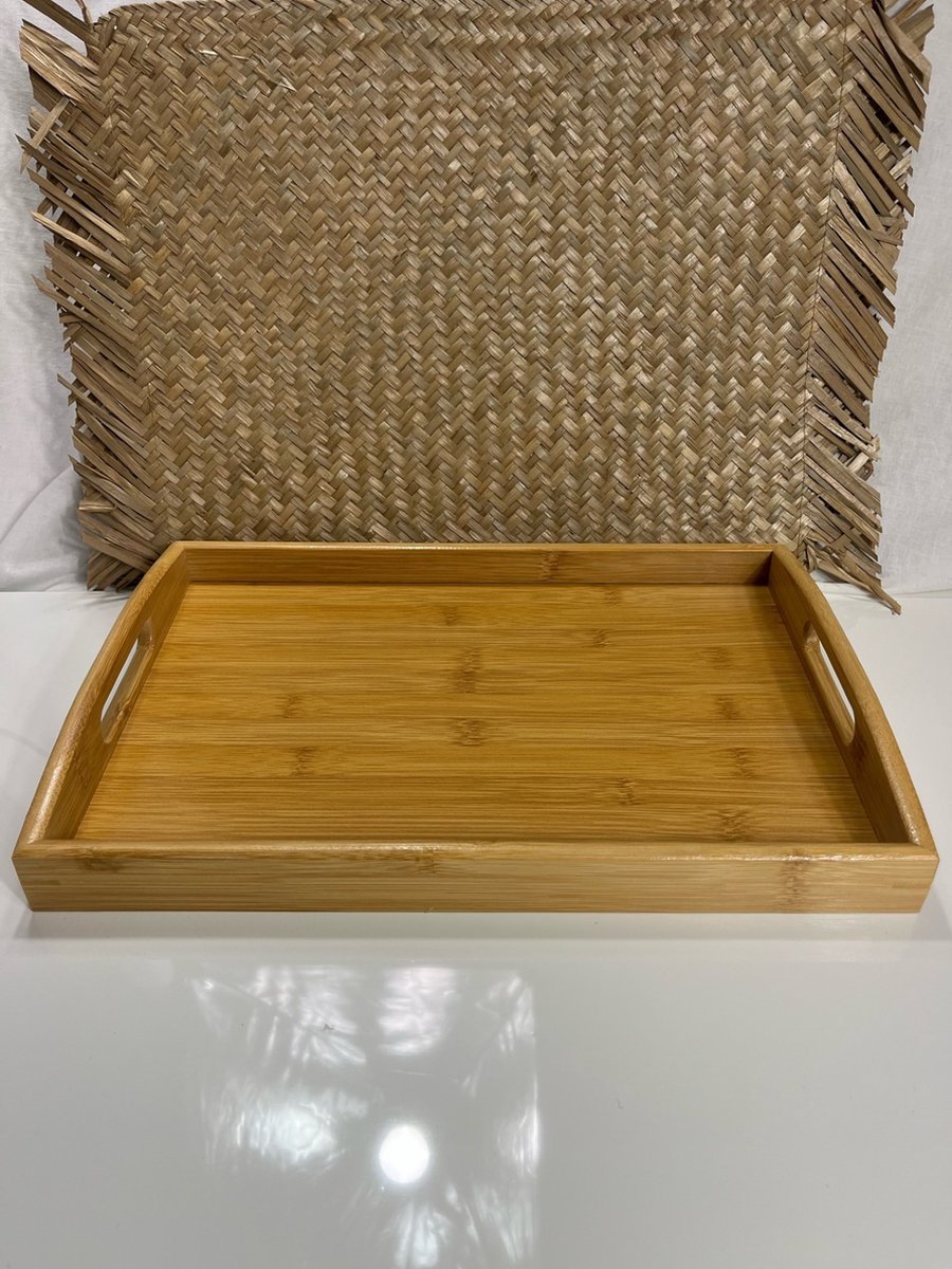 Homestar Decoratie - Bamboe Dienblad - Groot - 40 x 28cm - servies blad - Bamboe - Handvat met oor