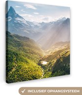 Tableau sur toile Montagnes - Plantes - Paysage - 20x20 cm - Décoration murale