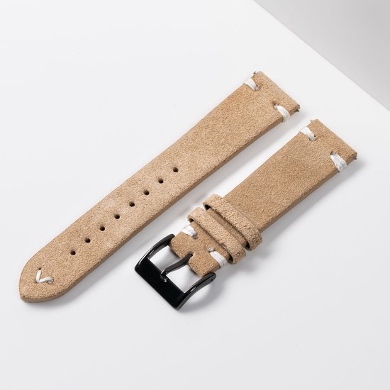 The Watch Lifestyle Store | Luxe suède horlogeband in beige 18 mm