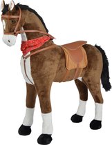 Pink Papaya Reuzen XXL Paard voor Kinderen - Herkules - 125cm Pluchen Paard - Bijna Levensgroot Speelgoed Paard om op te Rijden en Zitten - tot 100 kg Belastbaar - Maakt Geluiden - met Kleine Borstel