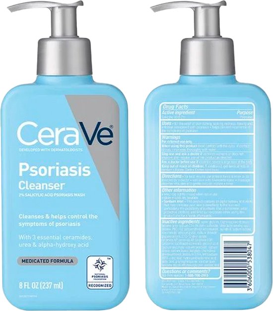 CeraVe Psoriasis Cleanser with Salicylic Acid Psoriasis Wash - Traitement Psoriasis - Nettoyant pour la peau