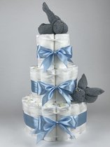 Chouette-Chouette | Luiertaart Jongen | Kraamcadeau | Geboorte Jongen | Babyshower | Konijnen Grey-Blue - Blauw