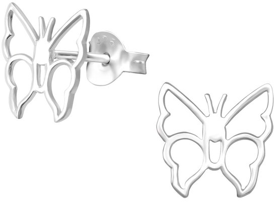 Joy|S - Zilveren vlinder oorbellen - 10 x 10 mm