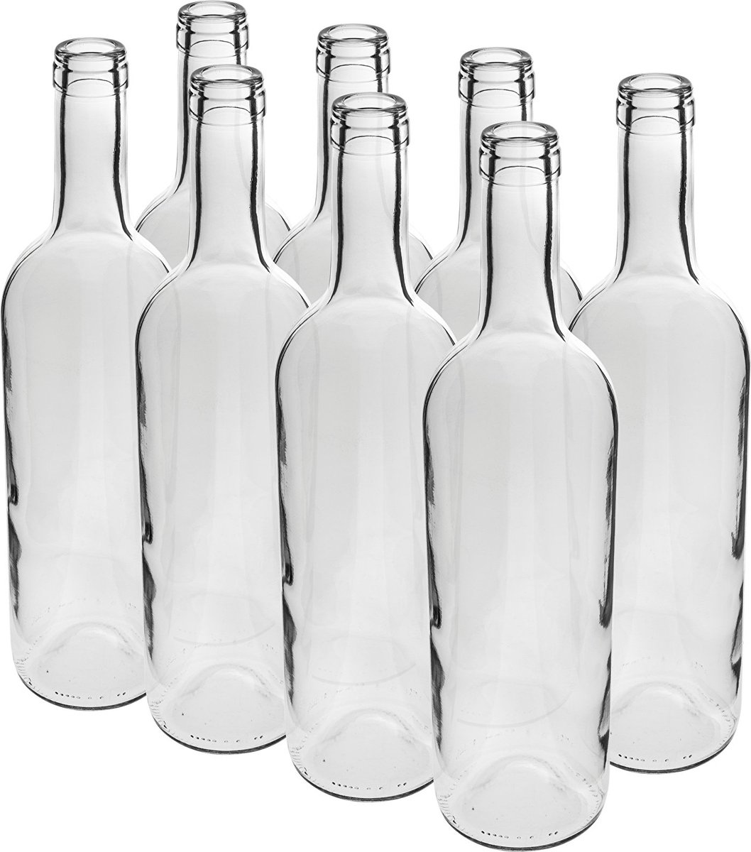 Wijnflessen helder 8 stuks 0.75L