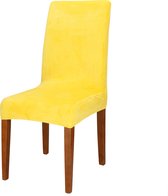 Housse de chaise en velours Springos - Pour Chaises de salle à manger - Avec extensible - Jaune