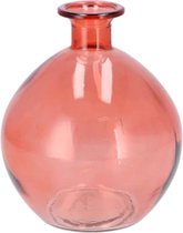 DK Design Vase à fleurs modèle rond - verre coloré clair - rose corail - D13 x H15 cm
