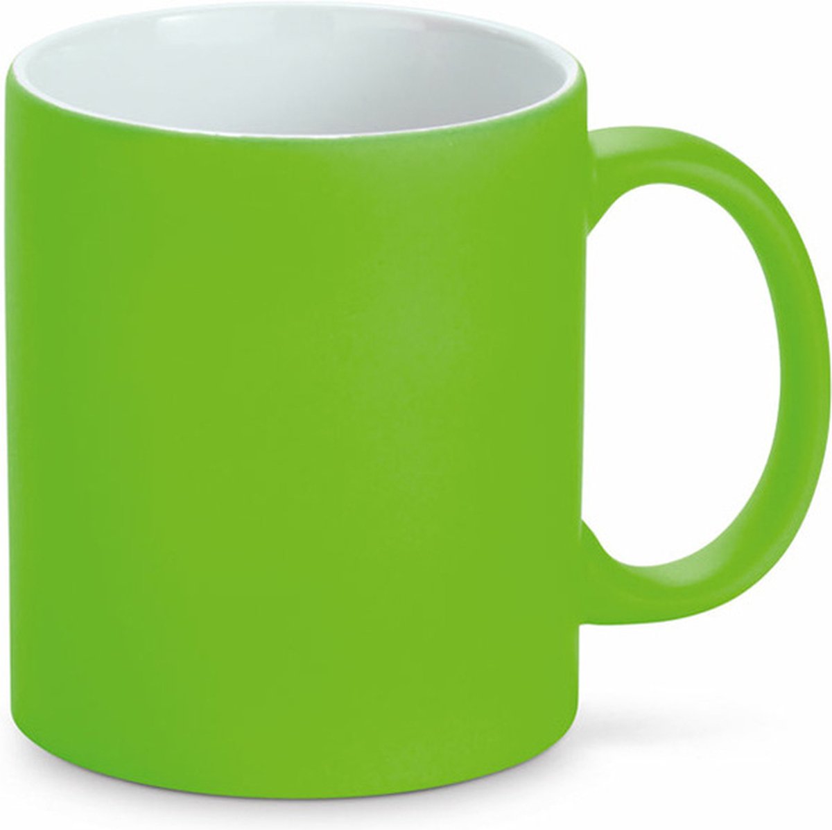 Luxe krijt koffiemok - limegroen - keramiek - 350 ml - all-over schrijfvlak