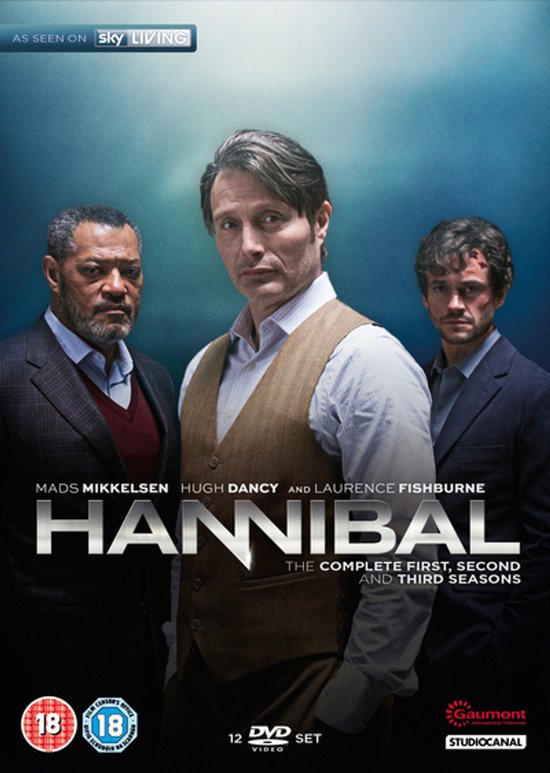 Mads Mikkelsen, Hugh Dancy en Laurence Fishburne staan centraal op de hoes van de HANNIBAL boxset.