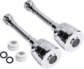 Fixation flexible pour tuyau de robinet - Tuyau de robinet rotatif - Filtre de robinet - 360 degrés - Adaptateur de robinet rotatif - Rallonge - 2 positions - Robinet de cuisine - 2 pièces