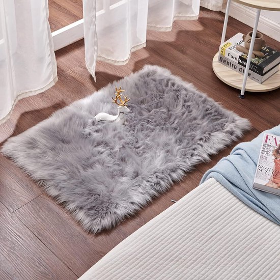Nepbontkleed (60 x 90 cm) - Geschikt voor de woonkamer, tapijten, pluizig, langharig bonteffect, gezellig vloerkleed naast het bed, bankgooi.
