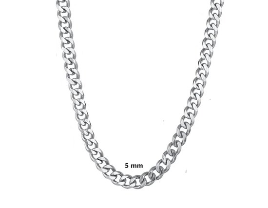 Cabantis Ketting - Cuban Chain - Ketting - Cadeau Voor Vrouw - Cadeau Voor Man - Zilverkleurig 5 mm