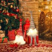 Kerstdecoratie kabouter 49 cm hoog, Zweedse Kerstman, LED kerstdecoratie kabouter, Scandinavische dwerg geschenken voor kinderen familie Kerstmis vrienden, Kerstman pop (2 stuks)