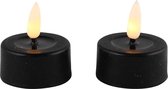 Led waxinelichtjes - zwart - 4,5x2,2cm - 2 stuks - led theelichtjes - led kaarsen met flikkerende vlam - kaarsen op batterijen - led kaarsjes