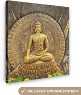 Canvas schilderij buddha - Boeddha - Zen - Brons - Schilderijen op canvas - Foto op canvas - Wanddecoratie - 50x50 cm