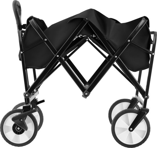 tectake® Opvouwbare handkar - Opvouwbare transportwagen - Met draagtas - Handkar om te trekken - Brede rubberen banden - Opvouwbare wagen voor transport - Voor naar het strand - Draagvermogen tot 80kg - Zwart van TecTake — afbeelding 4