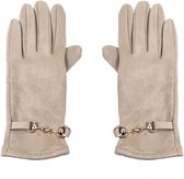 Winter Handschoenen Steentjes - Dames - Verwarmde - Met kleine ketting - Beige