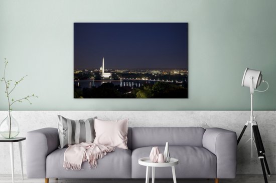 Peintures sur toile - Skyline Washington DC la nuit - 140x90 cm - Décoration murale