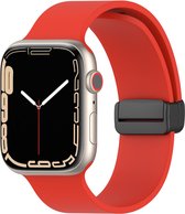 Siliconen bandje - geschikt voor Apple Watch series 1/2/3/4/5/6/7/8/9/SE/SE 2/Ultra/Ultra 2 met case size 42 mm / 44 mm / 45 mm / 49 mm - rood