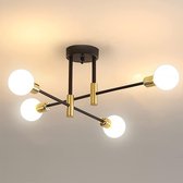 Goeco kroonluchter - 71cm - Groot - 4-lichts - E27 - zwarte - hanglamp voor slaapkamer, woonkamer, keuken - geen lamp