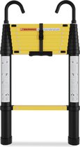 Echelle Télescopique Pliante - Échelles Télescopiques Alu-2,6m ON bouton escamotage - Avec crochet - jaune noir