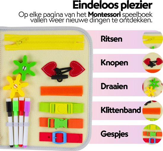 Sensorisch Activiteitenbord – Siliconen, 17x11 Cm, Dubbelzijdig, 20 Elastieken | Montessori Speelgoed Voor Motoriek, Concentratie En Ontspanning, Met Reistas