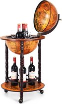 Rollende wereldbol wijnbar standaard, eucalyptushouten barwagen globebar, 16e eeuwse italiaanse replica barkasten wijnkast voor wijn, drank, stemware, houten wereldbol wijnhouder voor thuis, bar, antieke wereldbar, bartafel, huisbar, barwagen