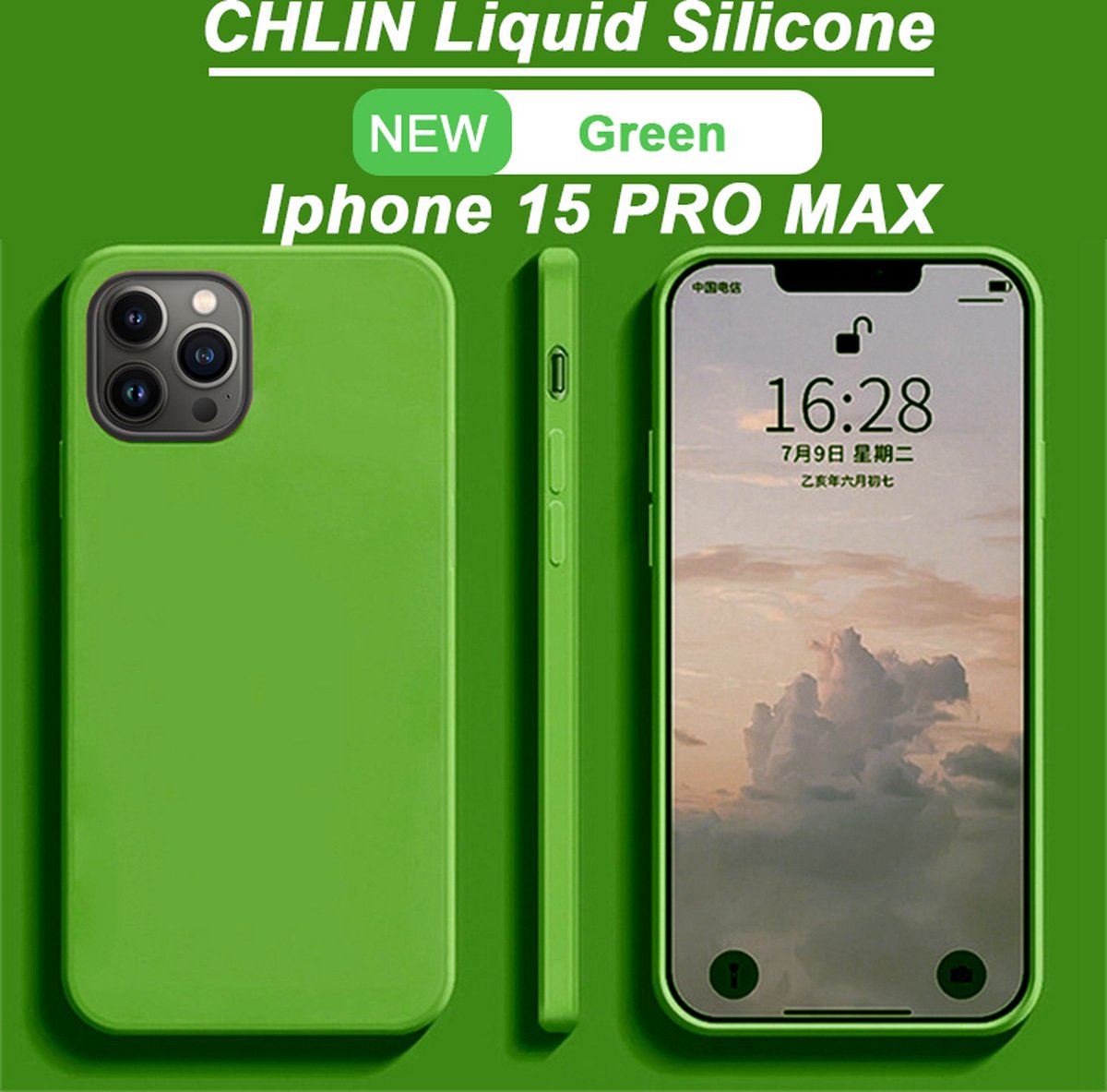 CL CHLIN® Premium Siliconen Case Iphone 15 PRO MAX Groen - Iphone 15 PRO MAX hoesje - Iphone 15 PRO MAX case - Iphone 15 PRO MAX hoes - Silicone hoesje - Iphone 15 PRO MAX protection - Iphone 15 PRO MAX protector