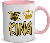 Akyol - the king koffiemok - theemok - roze - Koning - iemand die zich voelt als een koning - verjaardagscadeau - kroontje - kado - gift - geschenk - 350 ML inhoud