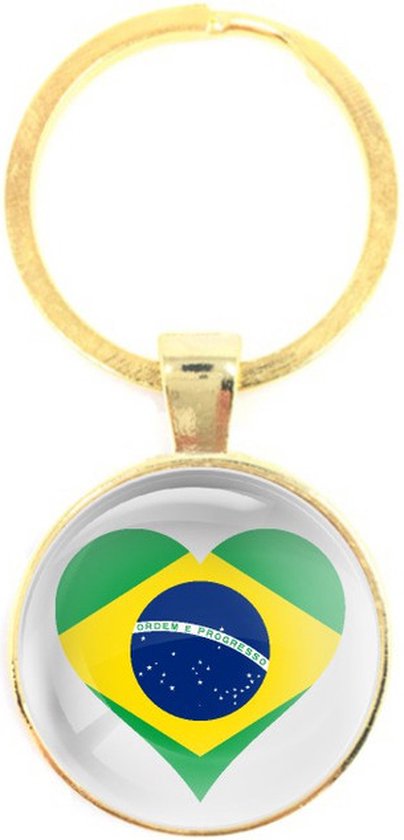 Sleutelhanger Glas - Hart Vlag Brazilië