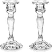 Kristallen kaarsenhouder voor smalle kaarsen - Set van 2 kaarsenhouders van glas, elegant voor smalle kaarsen voor bruiloftstafeldecoratie, kerstadvent, vintage decoratie voor de woonkamer.