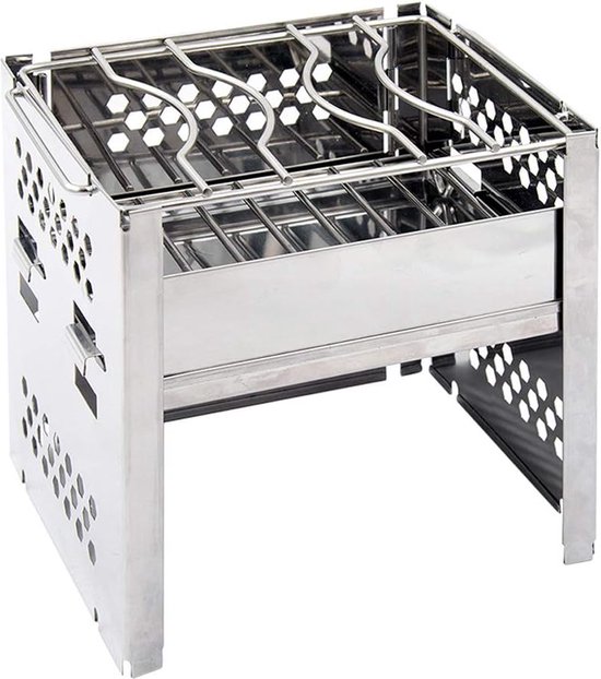 Cuisinière De Camping à Gaz ZMC En Acier Inox – Plaque Unique, Pliable, Avec 4 Cartouches De Gaz – Idéale Randonnée