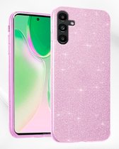 AziLine Glitter Roze Hoesje geschikt voor Samsung Galaxy A34 - Ultiem Luxe en Krachtig Glitter Roze Bescherming Hoesje - Glamour Pink Stevig Backcover van Premium Kwaliteit geschikt voor Samsung Galaxy A34
