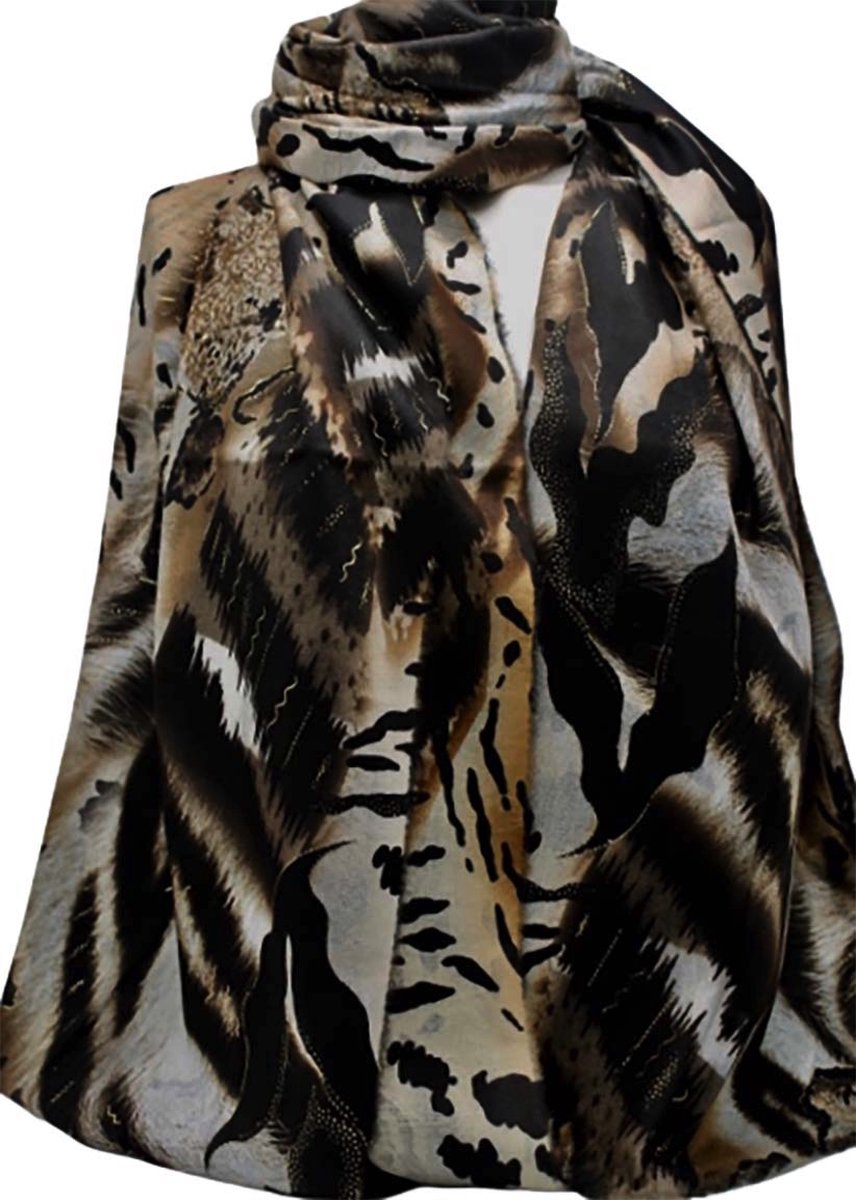 Dames Sjaal met Bruin-Zwarte Camouflage