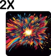 BWK Luxe Placemat - Explosie van Kleuren - Set van 2 Placemats - 40x40 cm - 2 mm dik Vinyl - Anti Slip - Afneembaar