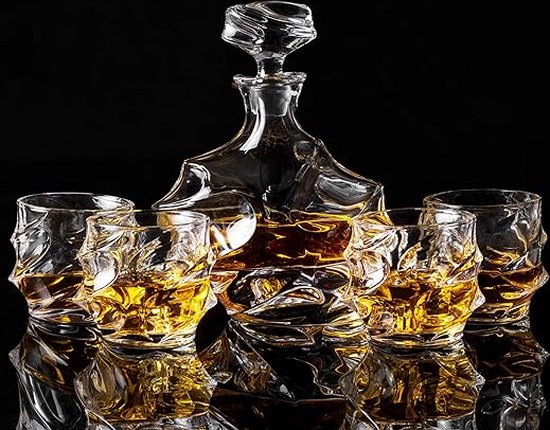 whiskey glazen set - horeca, stijlvolle kristallook, voor bar, cocktails, transparent 5