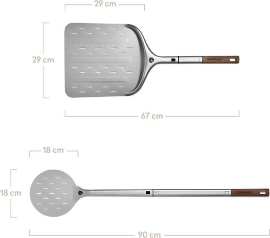 Gi Metal Pizzaschep Rond Azzurra | 30 cm Stang 30 cm - van Lemmen pizza