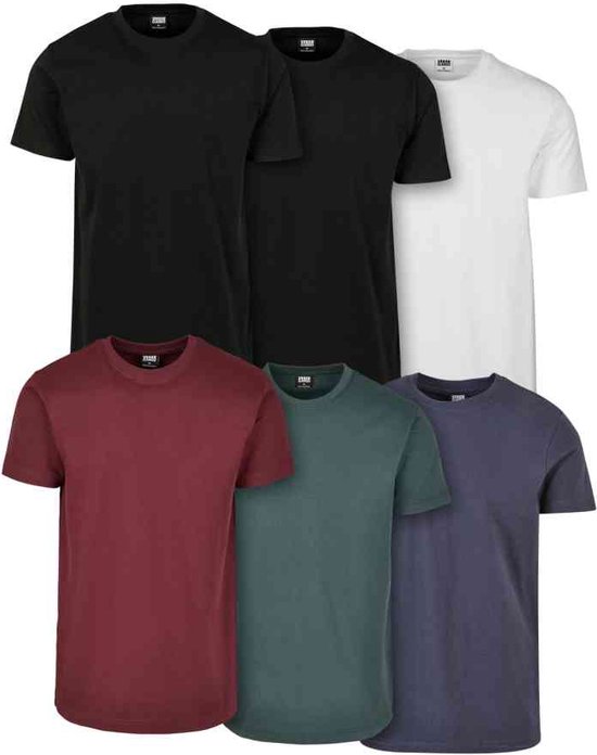 Urban Classics - Basic 6-Pack Heren T-shirt - 4XL - Multicolours