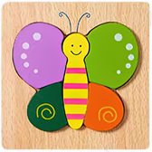 Ainy Montessori legpuzzels - vlinder kleurrijk - educatief speelgoed voor motoriek en vormherkenning | 5 puzzel stukjes | puzzels geschikt voor peuters en kleuters vanaf 1 2 3 4 Jaar - Ideaal kindercadeau voor meisjes en jongens
